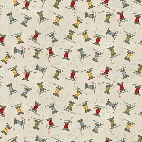 Pre Cut 1/2 yard S is for Sew Tossed Spools Cream