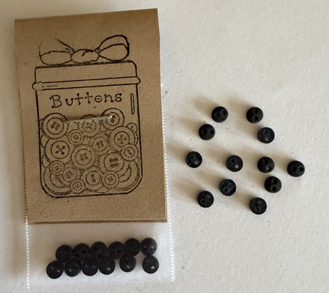 12 Hand-dyed 4mm Black Buttons