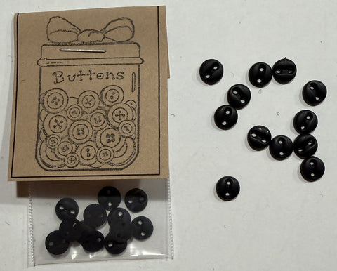 12 hand-dyed 3/16" Black Buttons