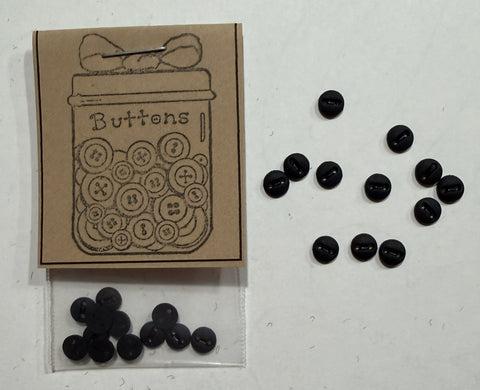 12 hand dyed 2/16" black buttons