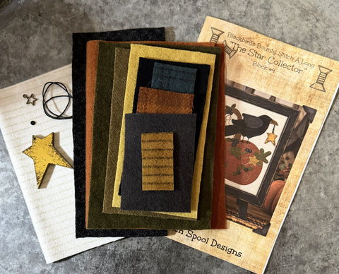 "Star Collector" KIT WITH PRINTED PATTERN block #4 Blackbird's Bounty Stitch A Long