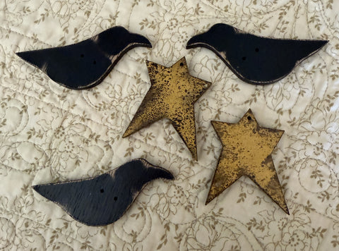 Crows and Stars Wooden Embellishments