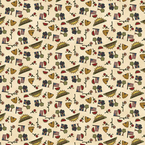 Pre Cut 1/4 yard My Red Wagon Summer Novelty Toss