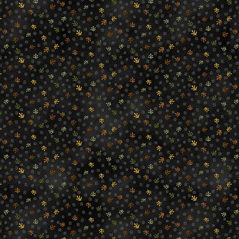 My Red Wagon / 1 Yard / Black / Small Leaves