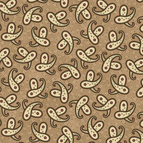 My Red Wagon / 1 Yard / Tan Spring Paisley