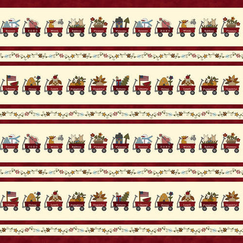 My Red Wagon / 1 Yard / Red Wagon Border Stripe