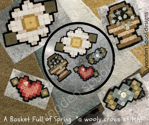 A Basket Full of Spring "Wooly Cross Stitch"